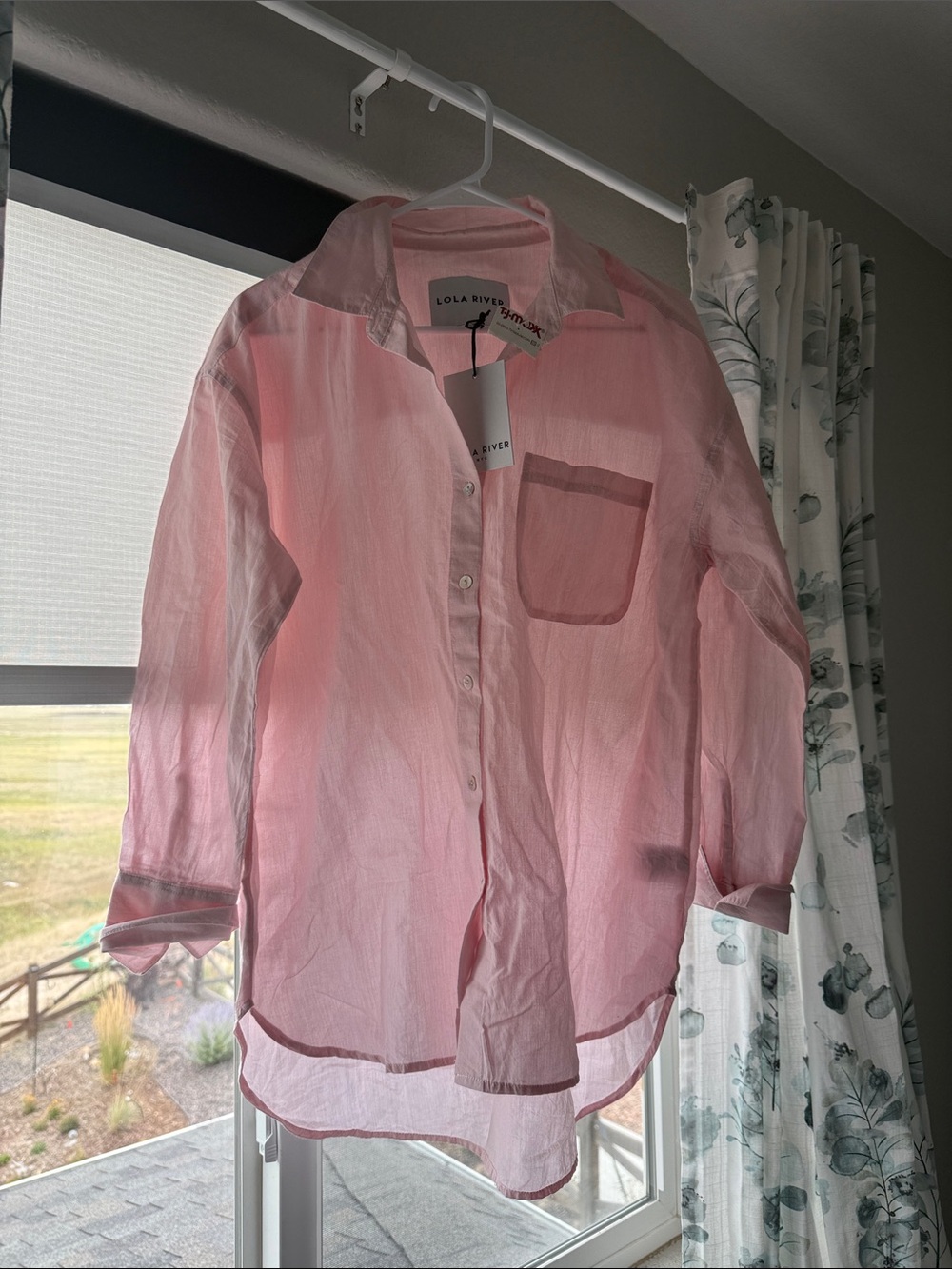 Lola River Sheer Pink Button-Down Shirt